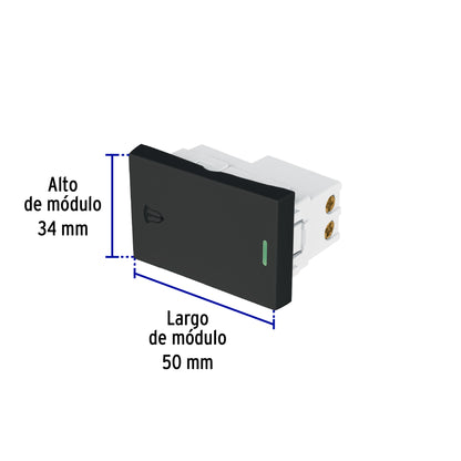 Interruptor para timbre negro de 1.5 módulos, línea Lisboa | APTI15-LN | 47879