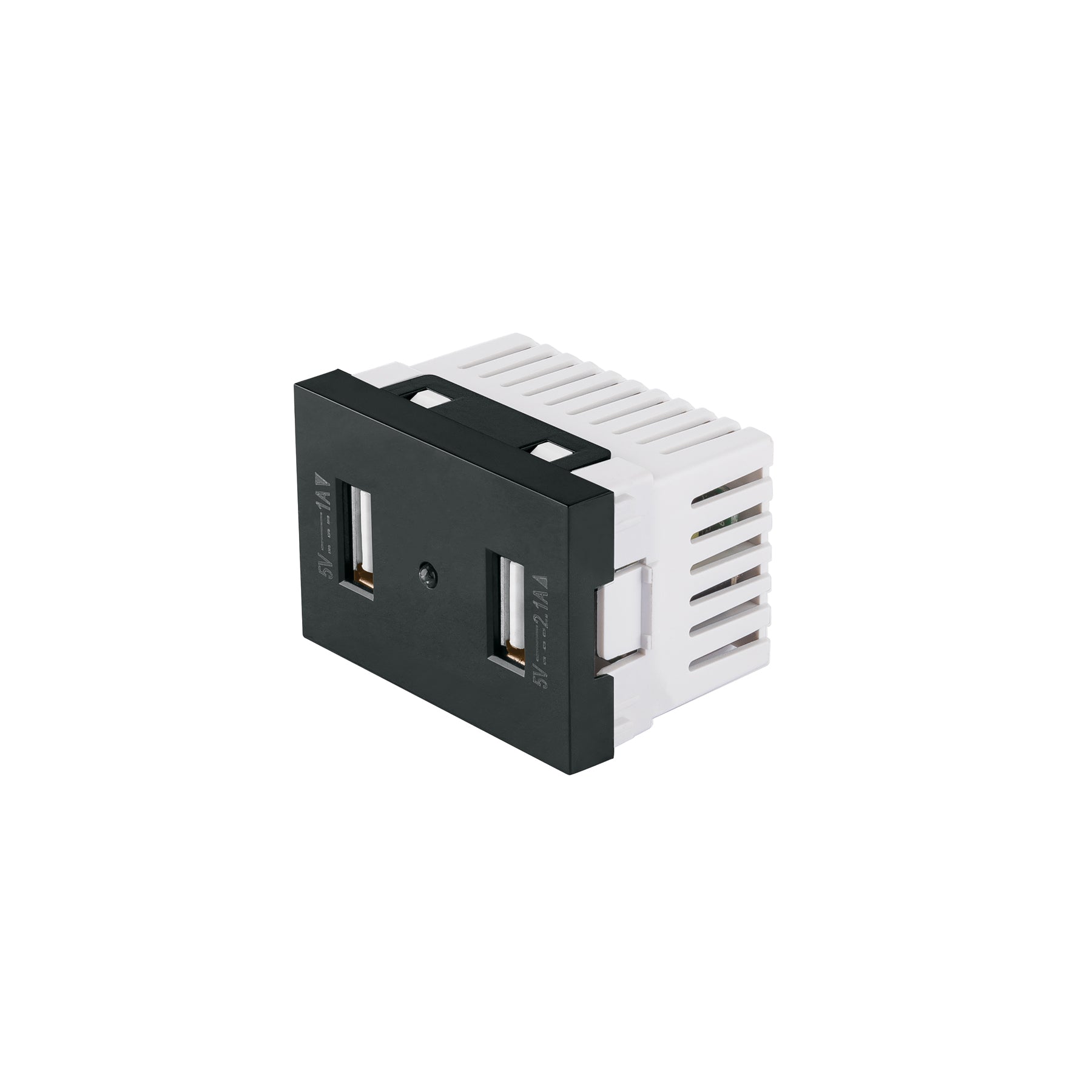Toma con 2 puertos USB negro de 1.5 módulos, línea Lisboa | C2USB-LN | 47882