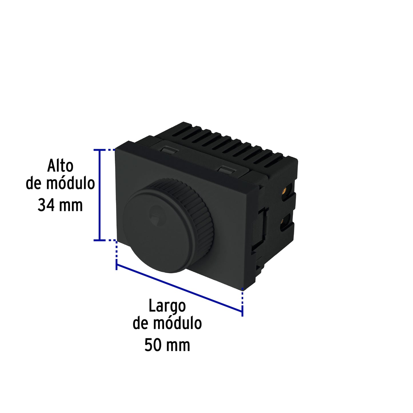 Dimmer giratorio negro de 1.5 módulos, línea Lisboa, Volteck | DIM15-LN | 47886