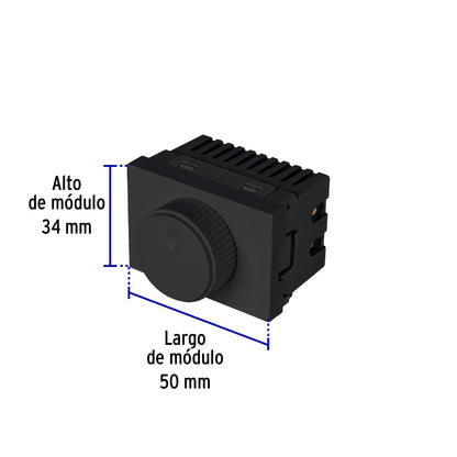Dimmer giratorio negro de 1.5 módulos, línea Lisboa, Volteck | DIM15-LN | 47886