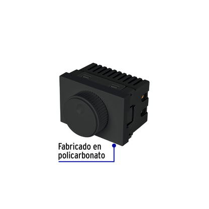Dimmer giratorio negro de 1.5 módulos, línea Lisboa, Volteck | DIM15-LN | 47886