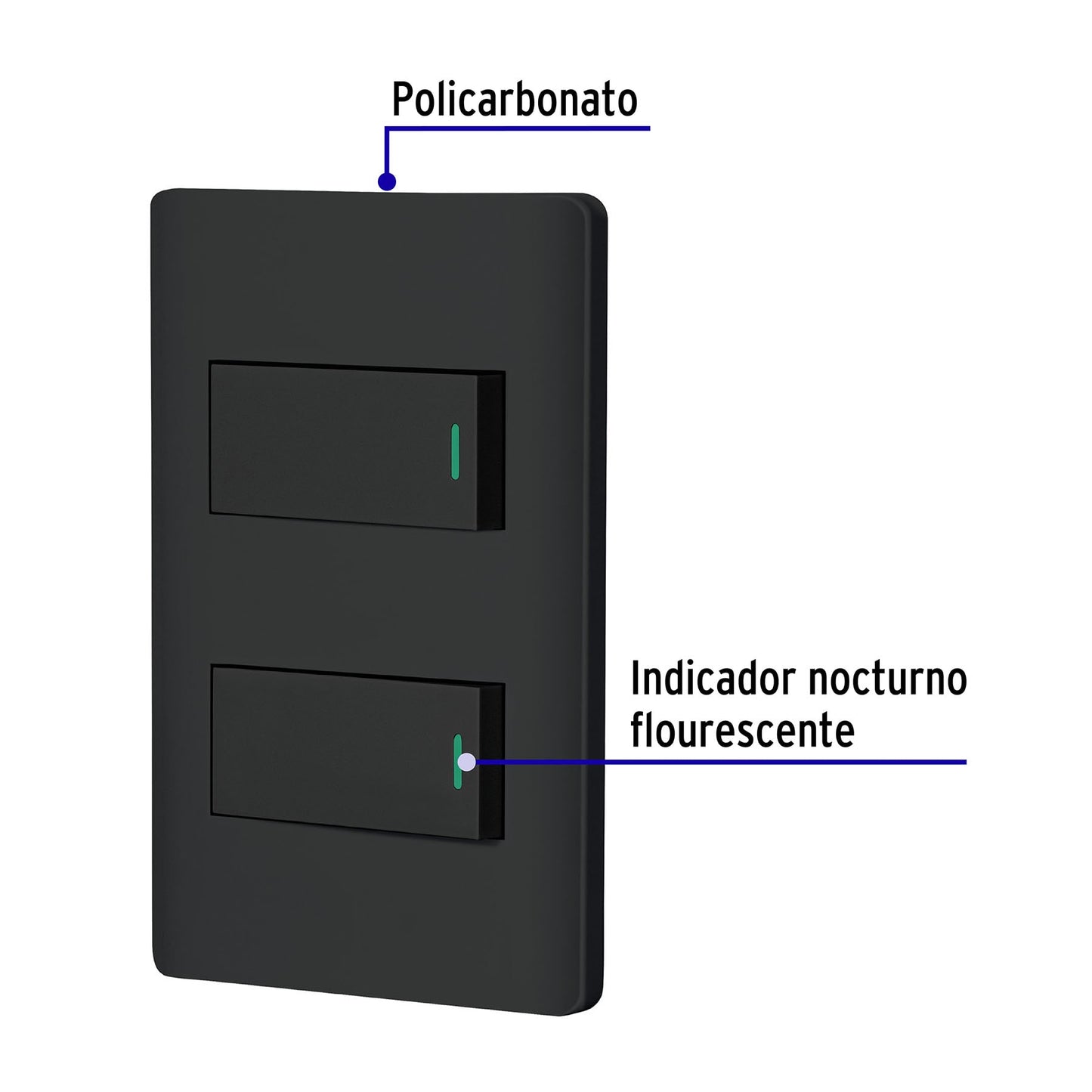 Placa armada negra con 2 interruptores 1 módulo, Lisboa | PA-APDO1-LN | 47887