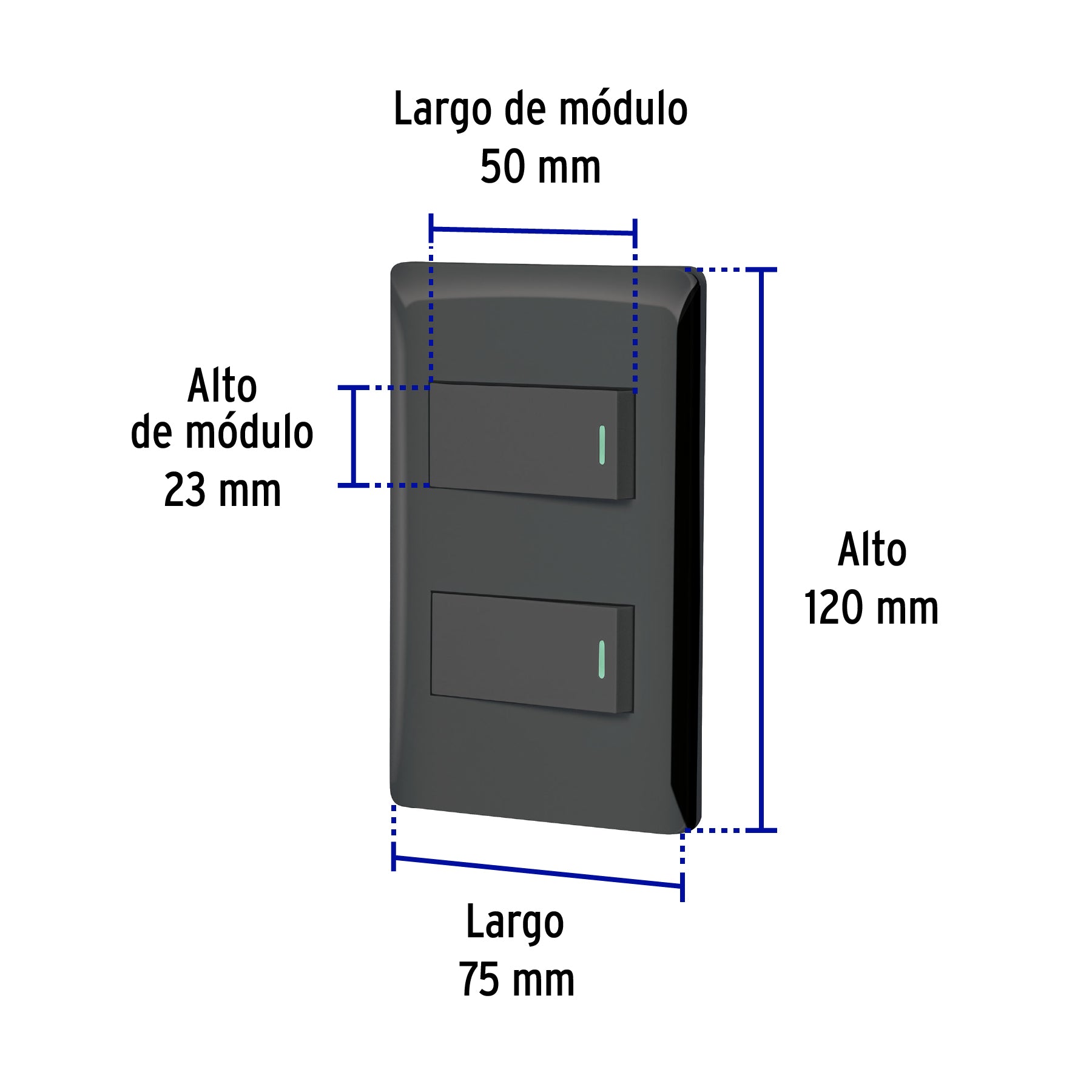 Placa armada negra 1 interruptor y 1 de 3 vías 1 mód,Lisboa | PA-APDO1-ELN | 47888