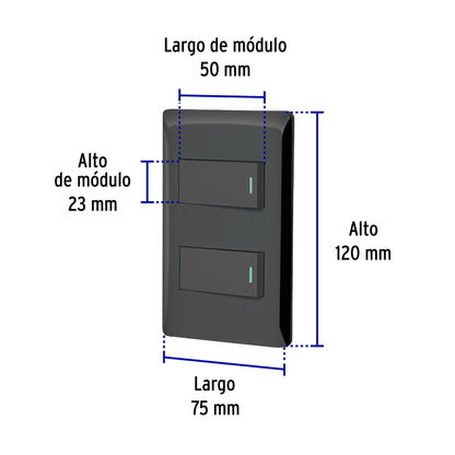 Placa armada negra 1 interruptor y 1 de 3 vías 1 mód,Lisboa | PA-APDO1-ELN | 47888