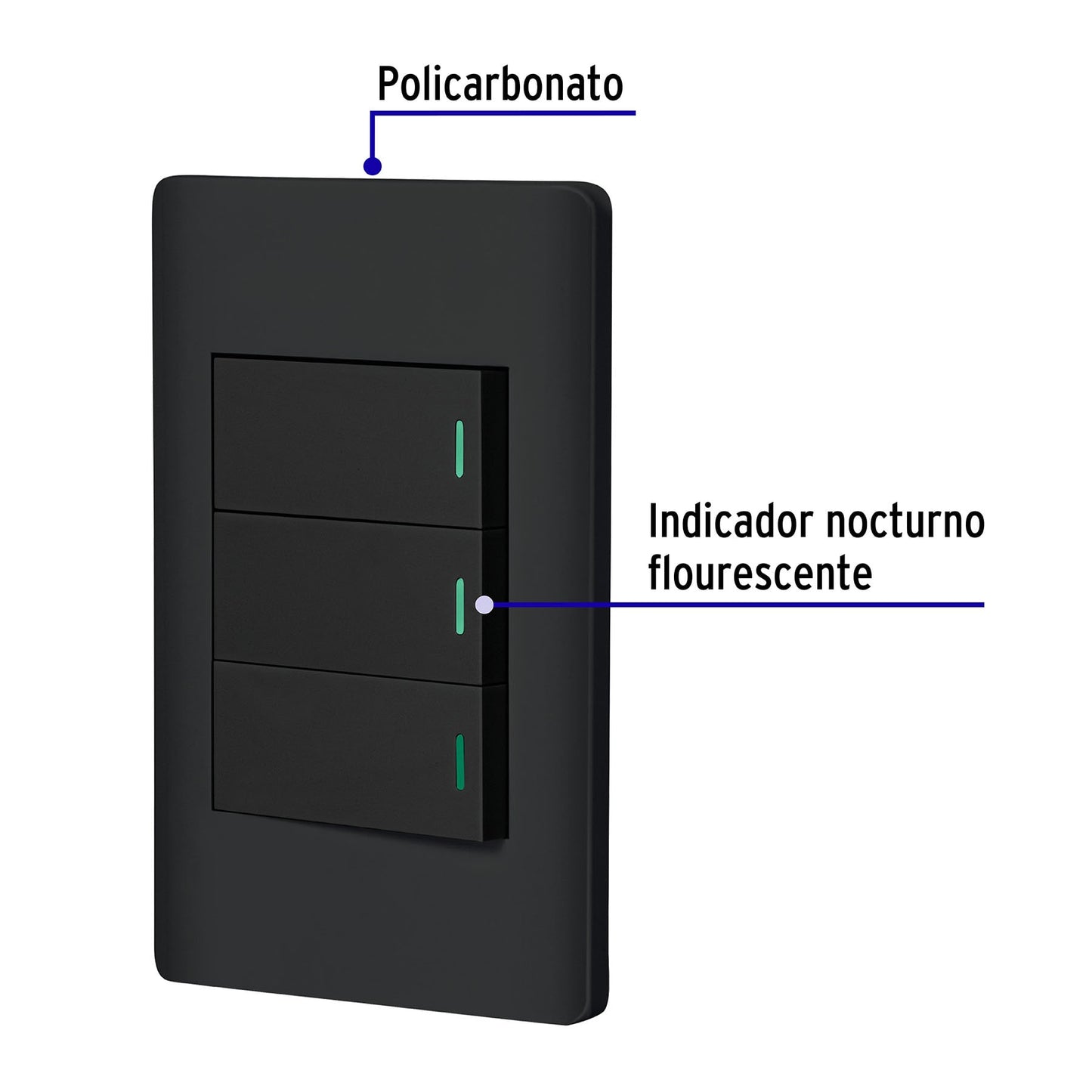 Placa armada negra 2 interruptores 1 de 3 vías 1 mód,Lisboa | PA-APTR-ELN | 47890