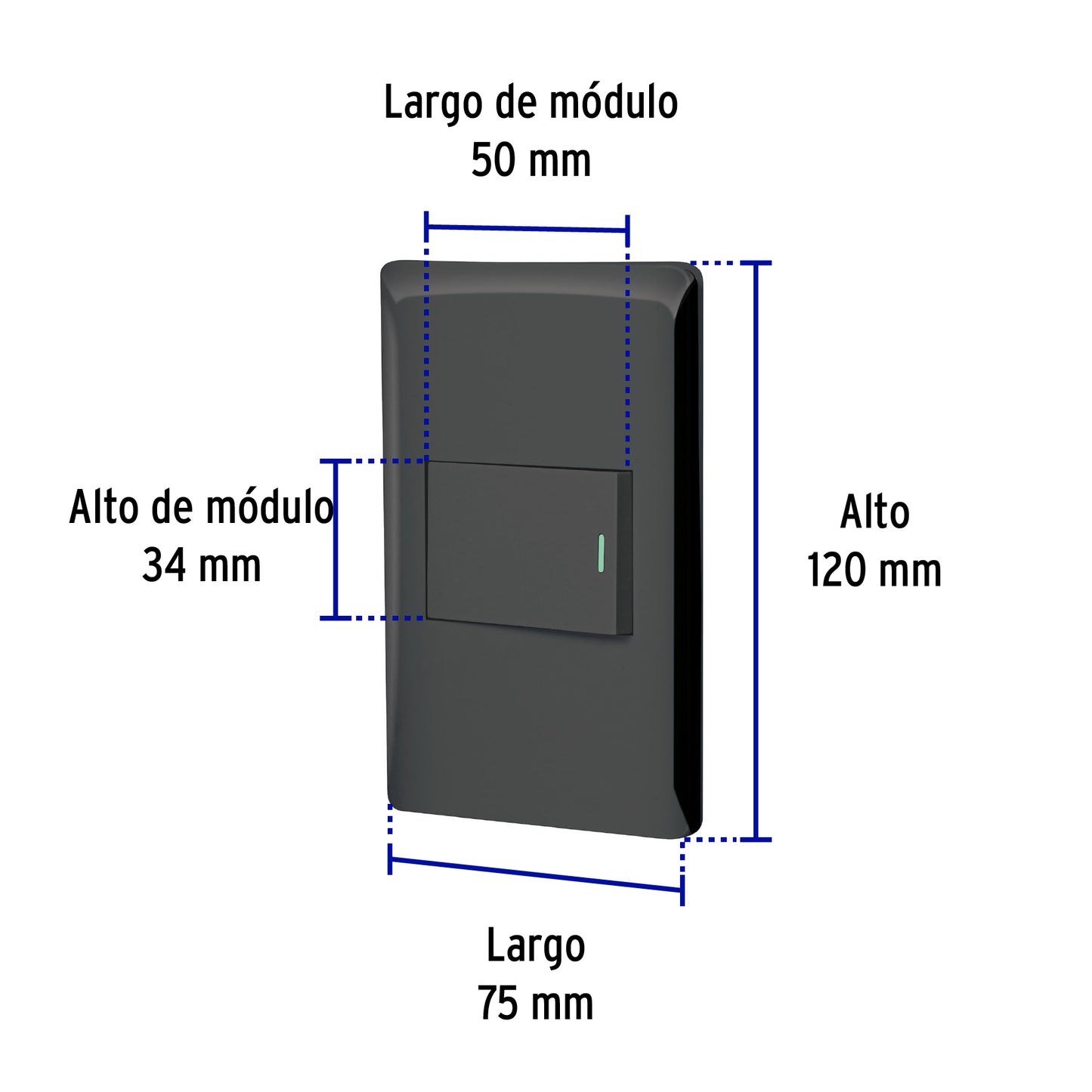 Placa armada negra 1 interruptor 1.5 módulos, Lisboa | PA-APSE15-LN | 47891