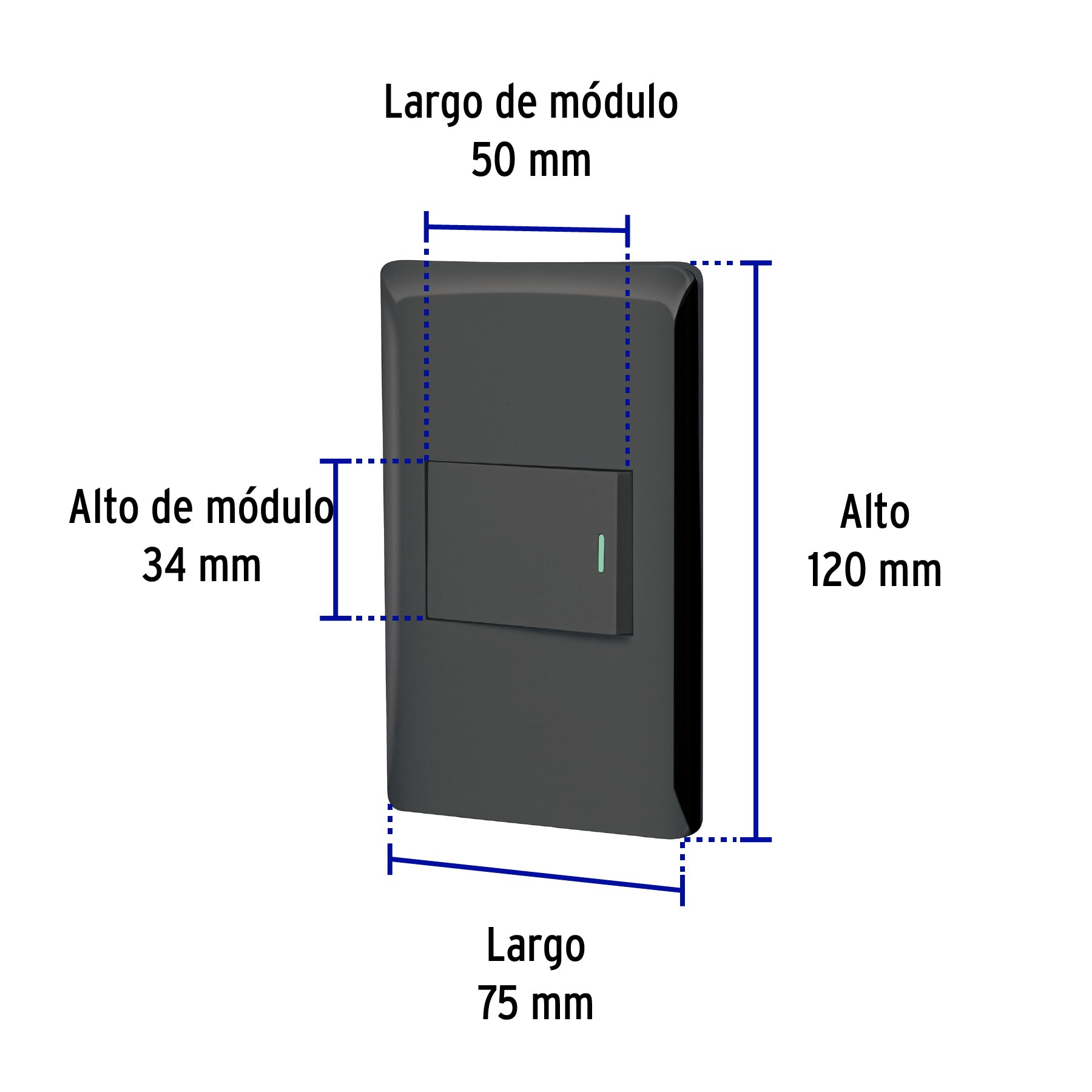 Placa armada negra 1 interruptor 1.5 módulos, Lisboa | PA-APSE15-LN | 47891
