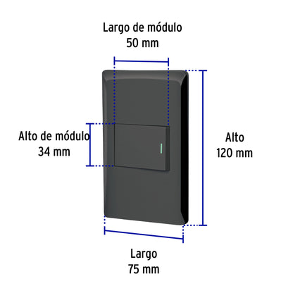 Placa armada negra 1 interruptor 1.5 módulos, Lisboa | PA-APSE15-LN | 47891