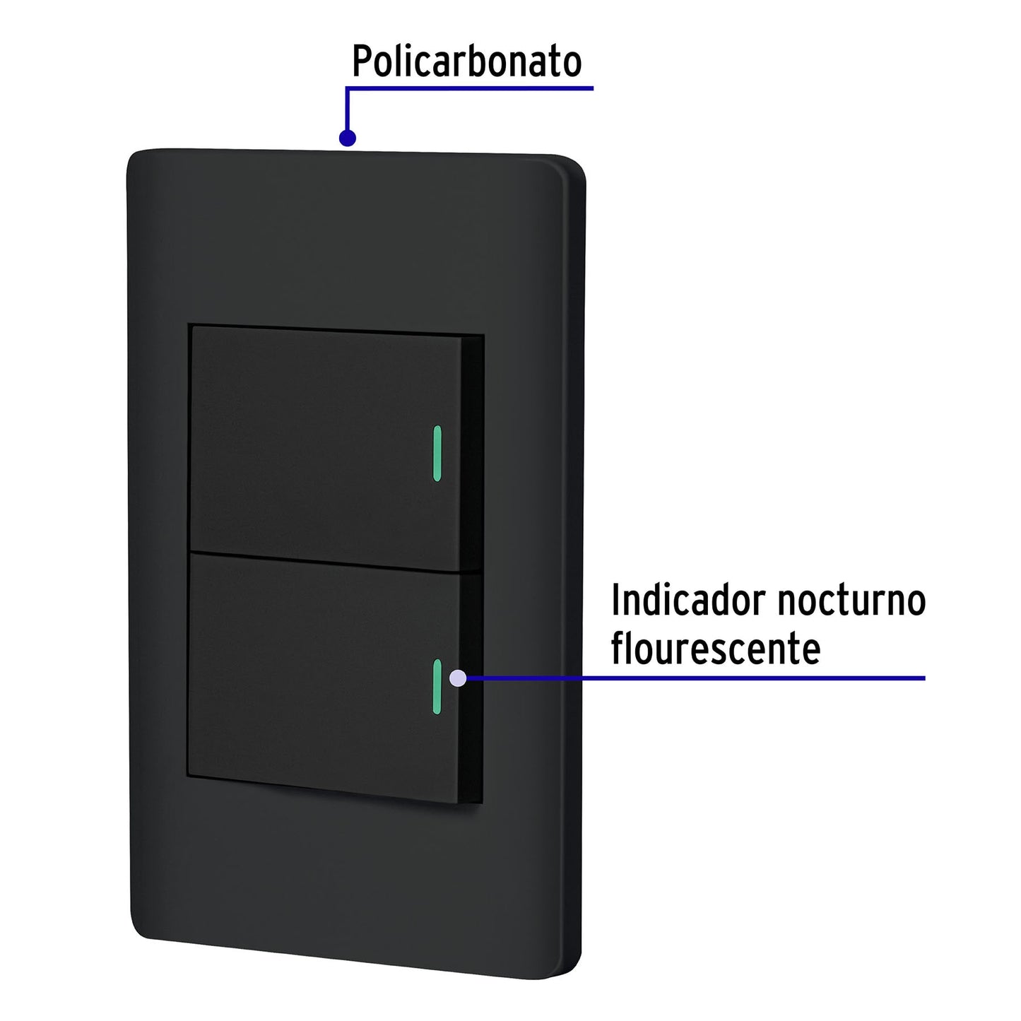 Placa armada negra 1 interruptor y 1 de 3vías 1.5mód,Lisboa | PA-APDO15-ELN | 47894