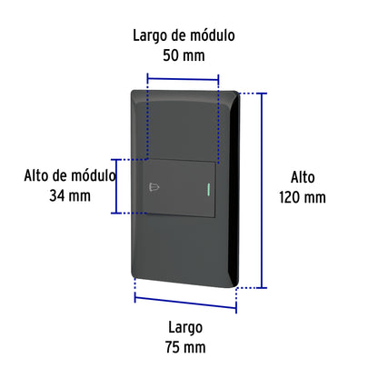 Placa armada negra 1 interruptor de timbre 1.5 mód, Lisboa | PA-TI-LN | 47896