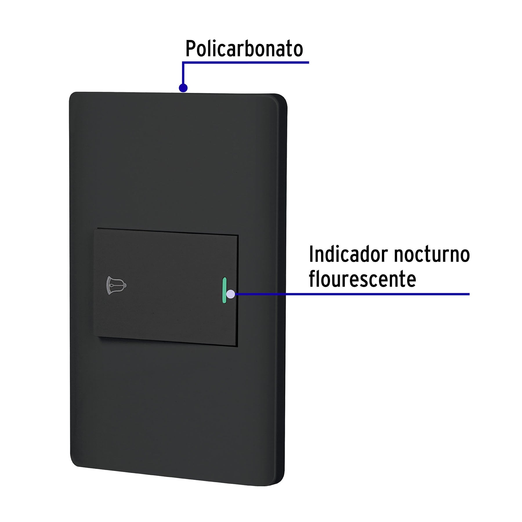 Placa armada negra 1 interruptor de timbre 1.5 mód, Lisboa | PA-TI-LN | 47896