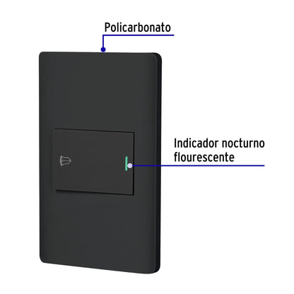 Placa armada negra 1 interruptor de timbre 1.5 mód, Lisboa | PA-TI-LN | 47896