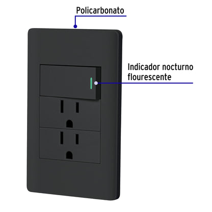 Placa armada negra interruptor y 2 contactos 1 mód, Lisboa | PA-APCO-L3N | 47901