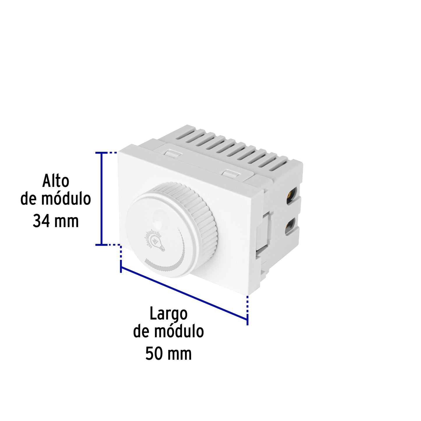 Dimmer giratorio blanco de 1.5 módulos, línea Lisboa | DIM15-LB | 47953