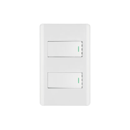 Placa armada blanca con 2 interruptores 1 módulo, Lisboa | PA-APDO1-LB | 47954