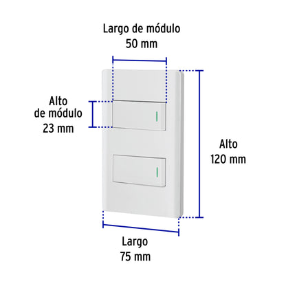 Placa armada blanca con 2 interruptores 1 módulo, Lisboa | PA-APDO1-LB | 47954