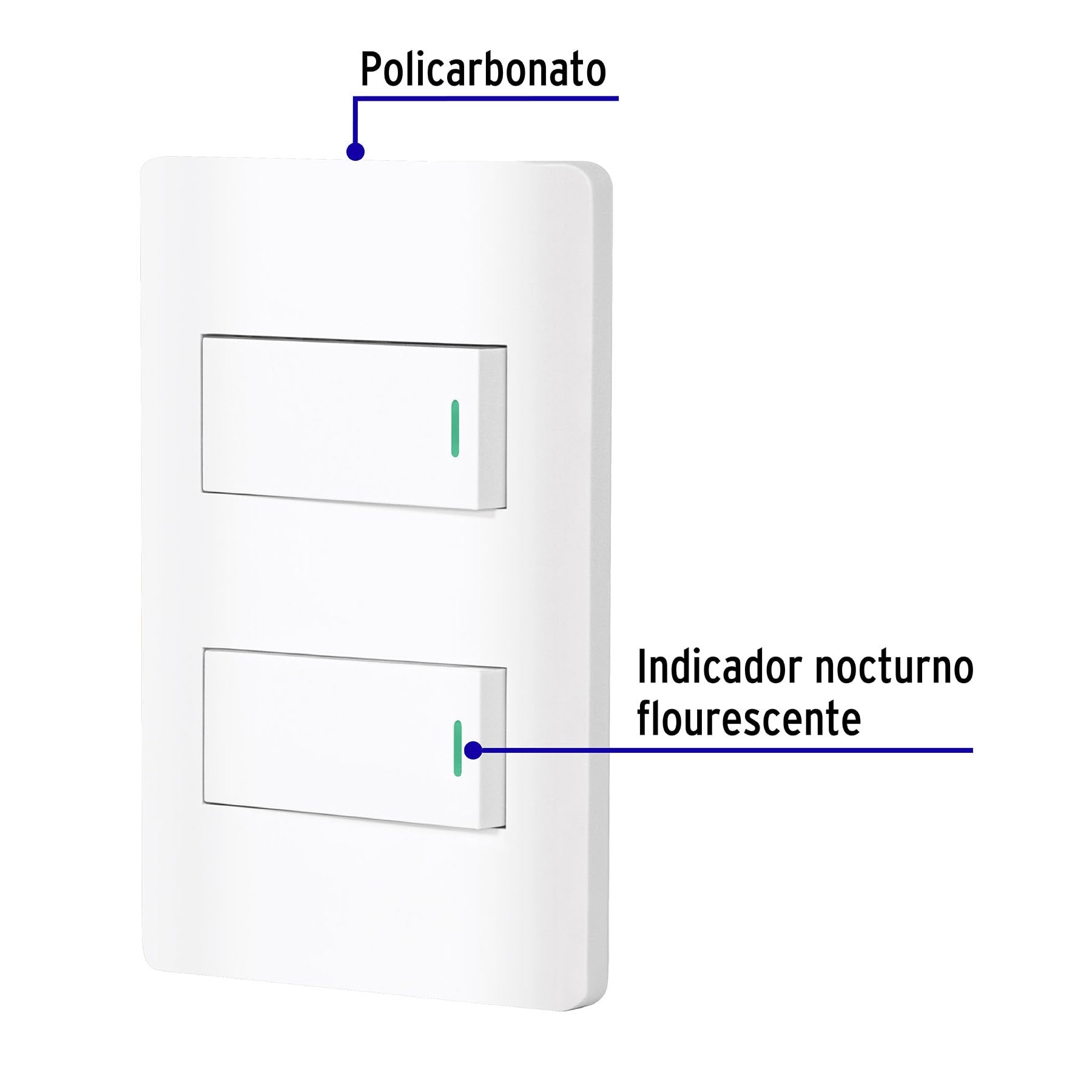 Placa armada blanca con 2 interruptores 1 módulo, Lisboa | PA-APDO1-LB | 47954