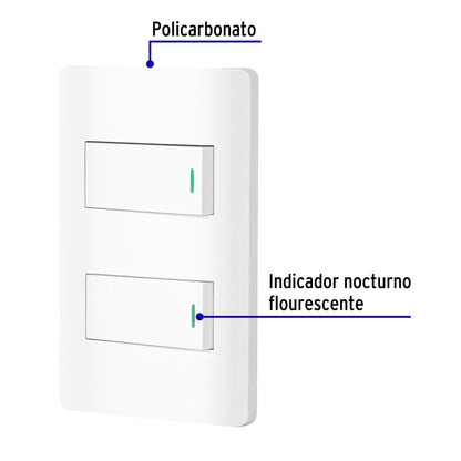 Placa armada blanca con 2 interruptores 1 módulo, Lisboa | PA-APDO1-LB | 47954