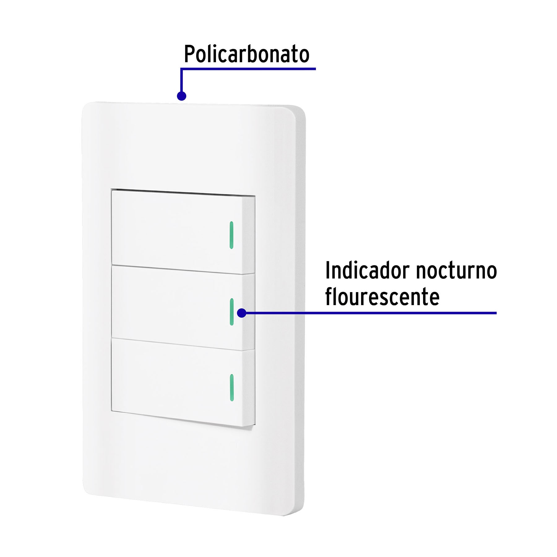 Placa armada blanca 3 interruptores 1 módulo, Lisboa | PA-APTR-LB | 47956