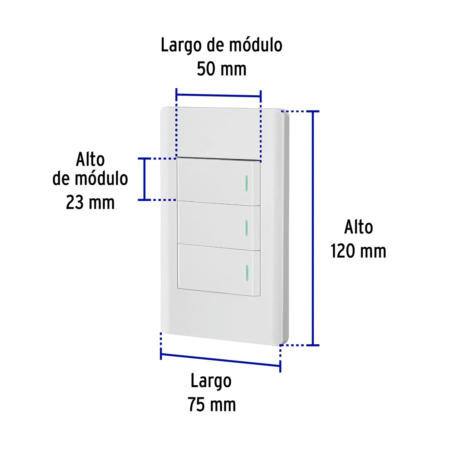 Placa armada blanca 2 interruptores 1 de 3 vías 1 mód, Lisbo | PA-APTR-ELB | 47957