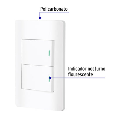 Placa armada blanca 2 interruptores 1.5 módulos, Lisboa | PA-APDO15-LB | 47960