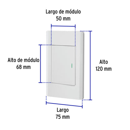 Placa armada blanca 1 interruptor 3 módulos, Lisboa, Volteck | PA-APSE3-LB | 47962