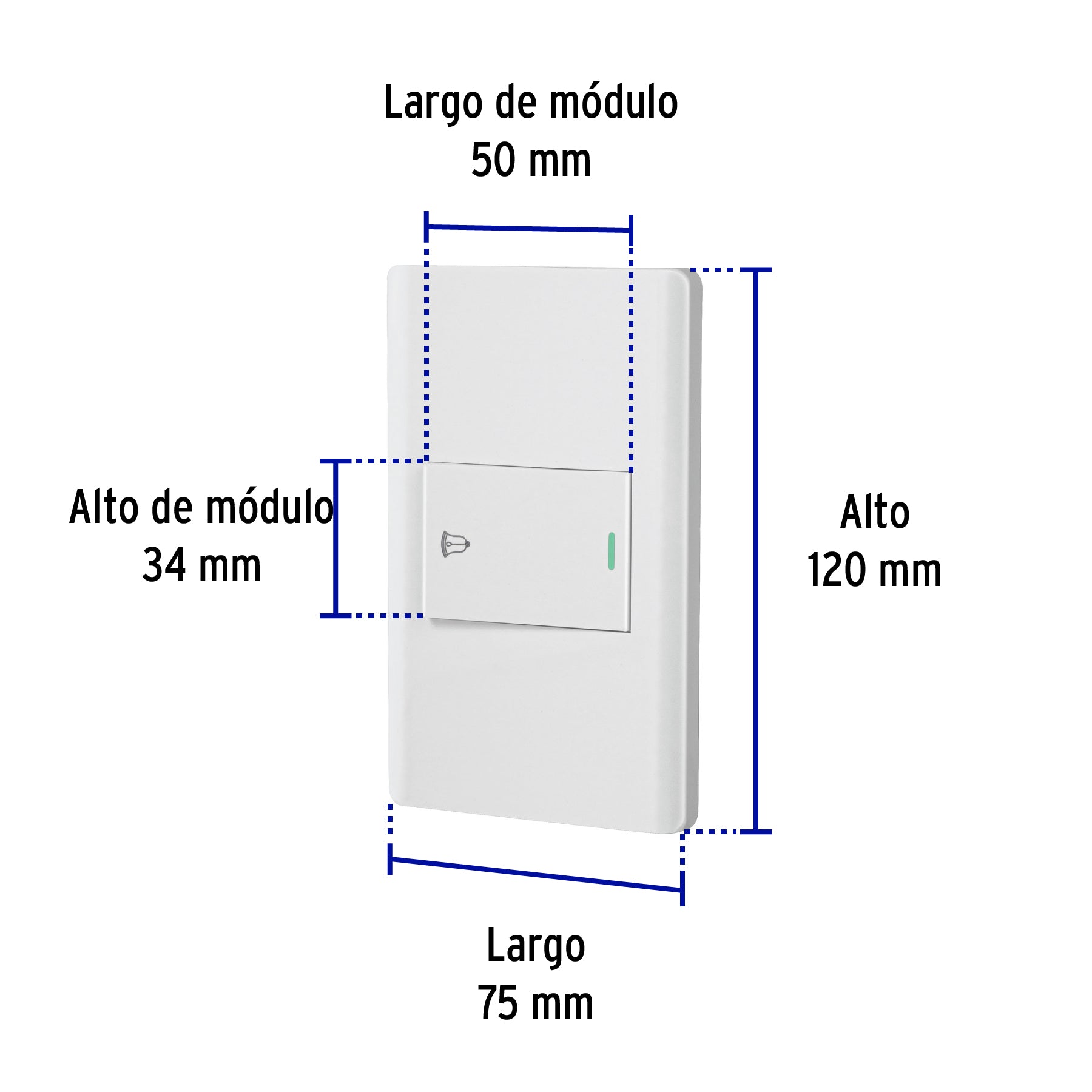 Placa armada blanca 1 interruptor de timbre 1.5 mód, Lisboa | PA-TI-LB | 47963