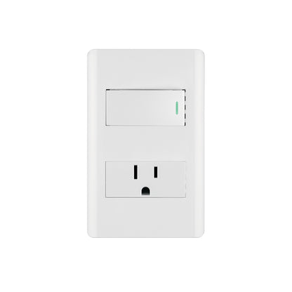 Placa armada blanca interruptor y contacto 1 módulo, Lisboa | PA-APCO1-LB | 47965