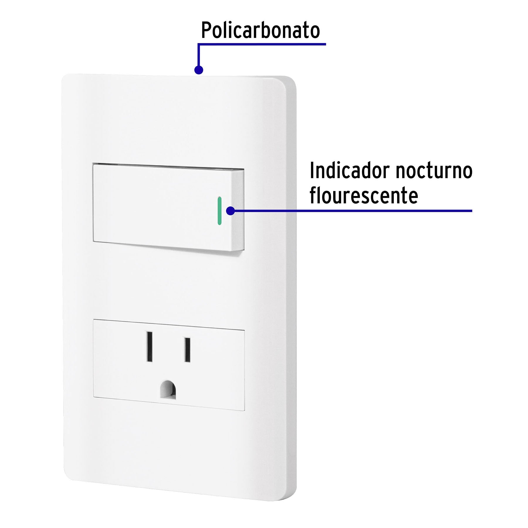 Placa armada blanca interruptor y contacto 1 módulo, Lisboa | PA-APCO1-LB | 47965