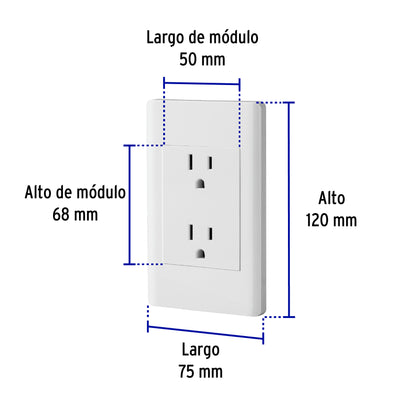 Placa armada blanca contacto dúplex 3 módulos, Lisboa | CODO-LB | 47969