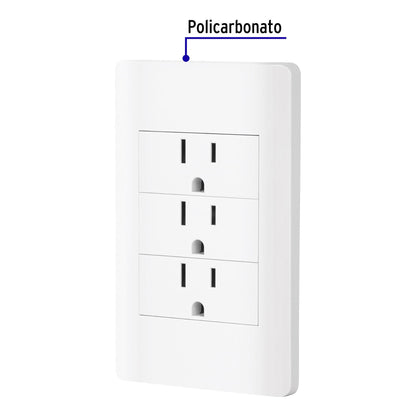 Placa armada blanca 3 contactos 1 módulo, Lisboa, Volteck | PA-COTR-LB | 47970