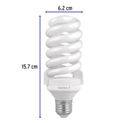Pack 2 lámparas espiral T4 28 W luz de día, blíster, Volteck | F-28EX2 | 48004
