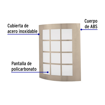 Arbotante decorativo de LED 15 W acero inoxidable luz cálida | ARB-003L | 48011