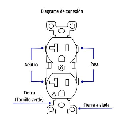 Contacto dúplex, tierra aislada, 20 A, línea standard | CODO-MTAS | 48022