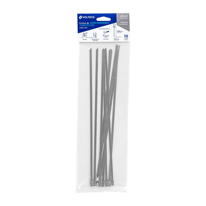 Bolsa con 10 cinchos de 29 cm,acero inoxidable,99 lb,VOLTECK | CINM-20029 | 48040