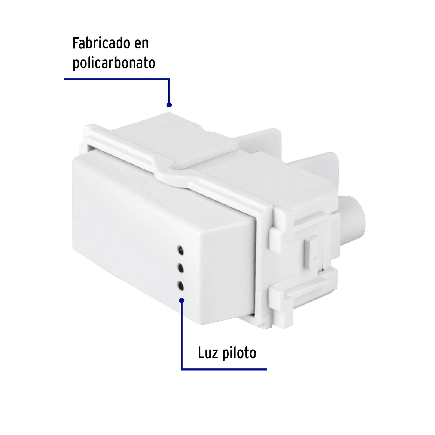 Interruptor sencillo con luz piloto, línea Italiana, blanco | APSEP-IB | 48053