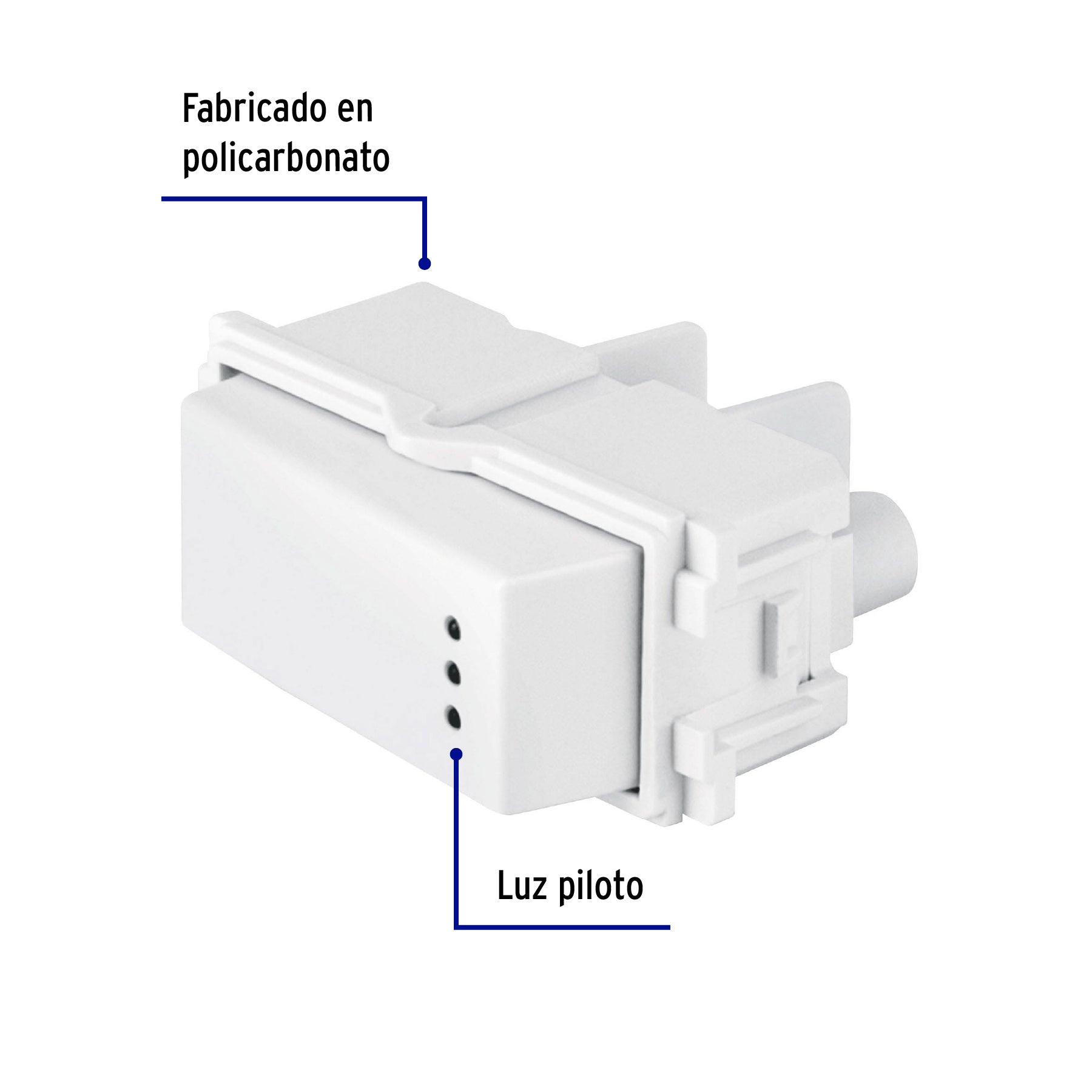 Interruptor sencillo con luz piloto, línea Italiana, blanco | APSEP-IB | 48053