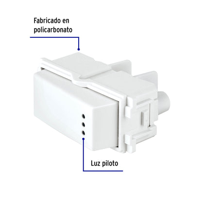 Interruptor de 3 vías con luz piloto, línea Italiana, blanco | APSEP-EIB | 48054