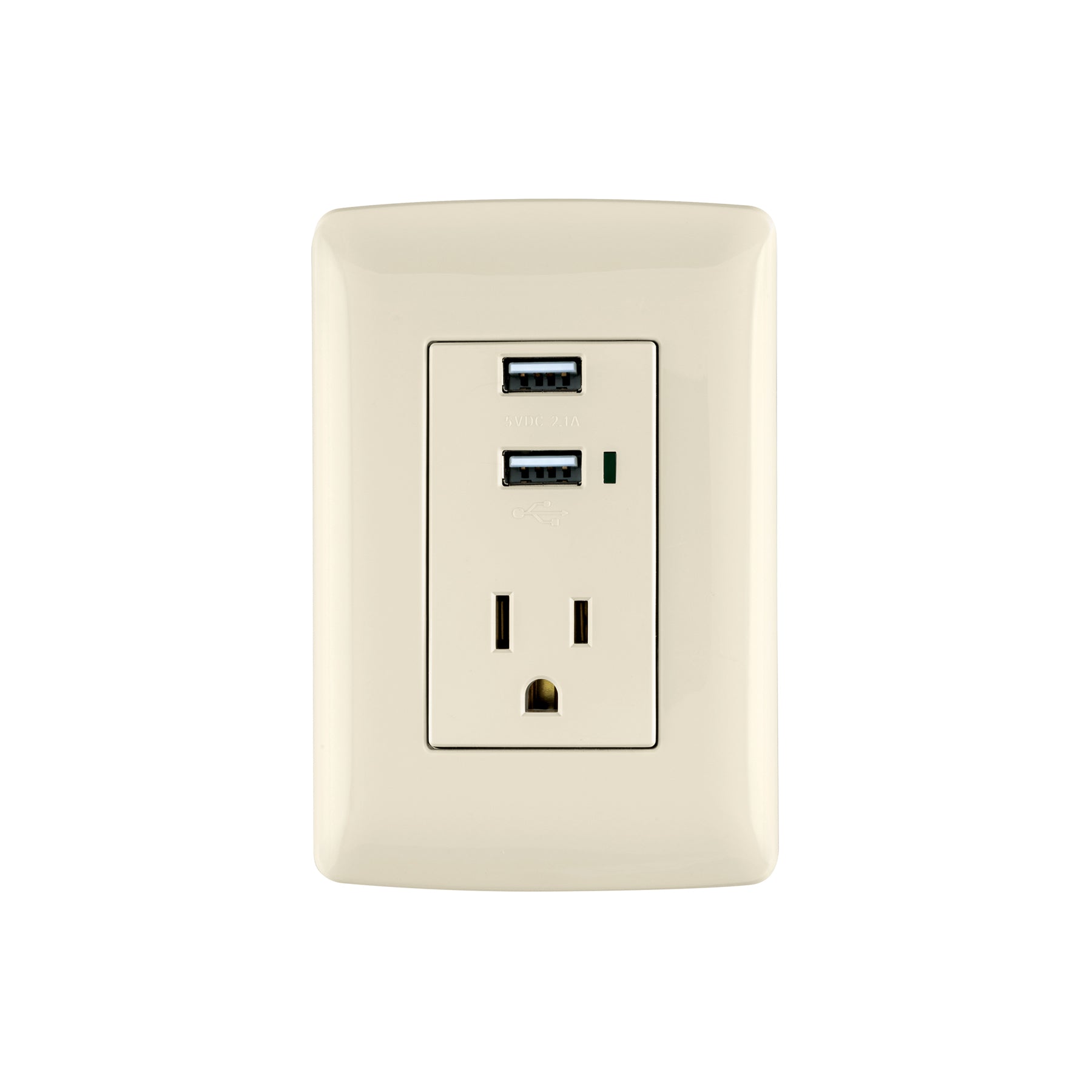 Contacto aterrizado + 2 puertos USB, marfil, línea Italiana | COUSB-I | 48064