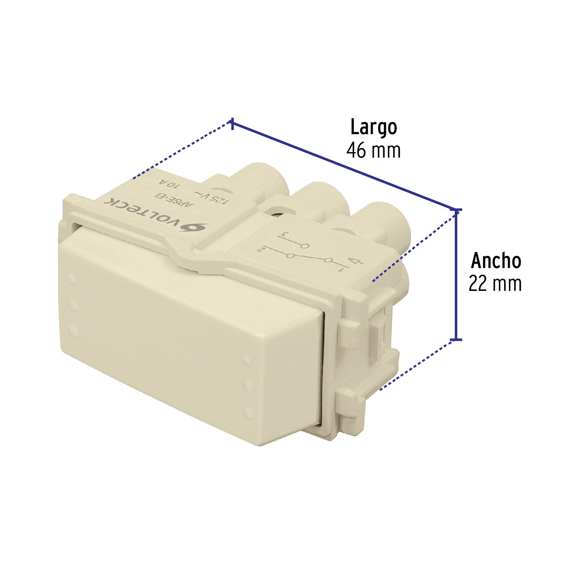 Interruptor de 3 vías, línea Italiana, color marfil, Volteck | APSE-EI | 48083