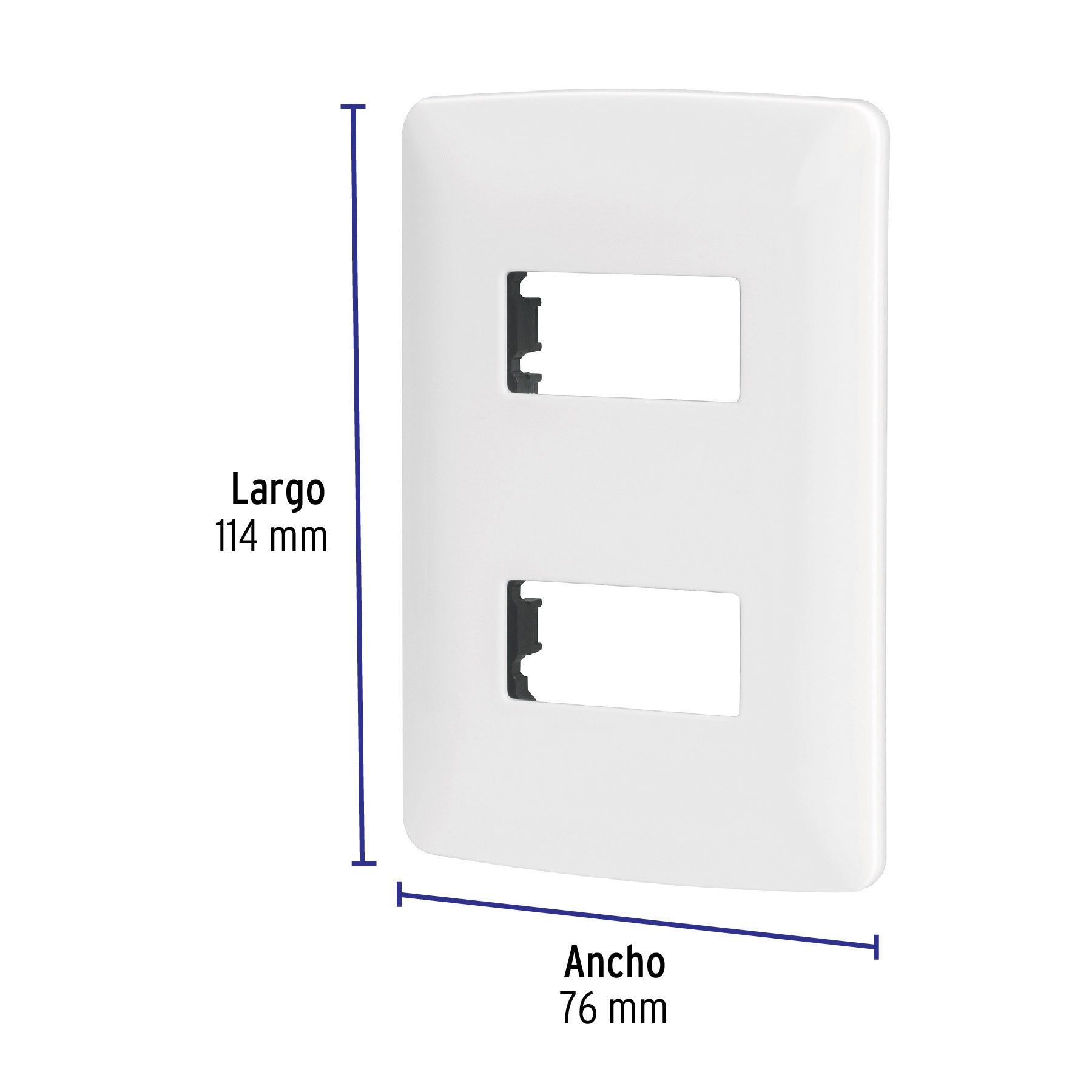 Placa 2 módulos de ABS, línea Italiana, color blanco | PPDO-IB | 48133