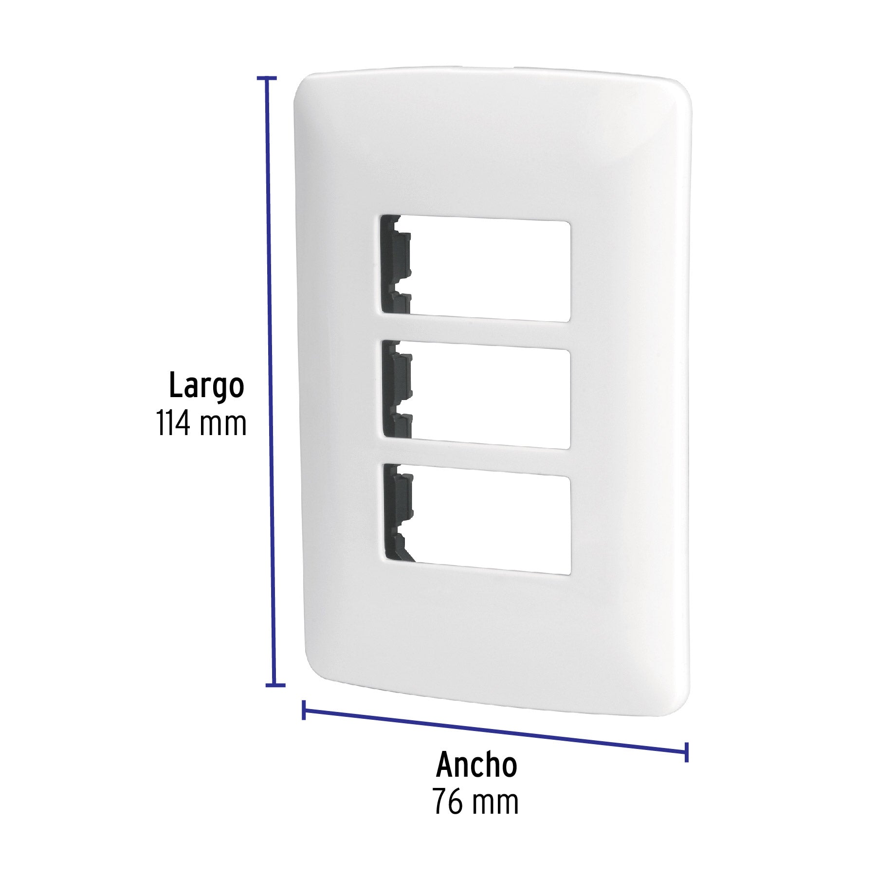 Placa 3 módulos de ABS, línea Italiana, color blanco | PPTR-IB | 48136