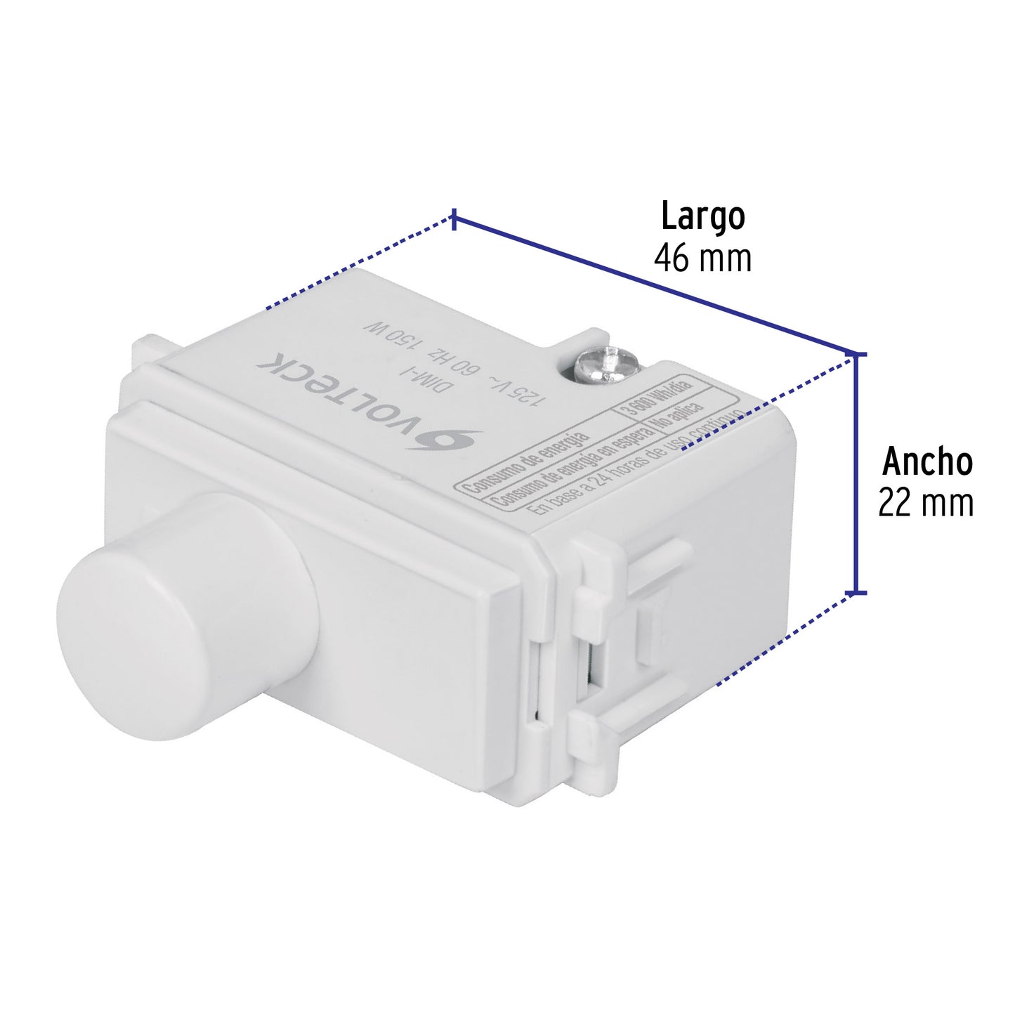 Dimmer giratorio, línea Italiana, color blanco, Volteck | DIM-IB | 48138