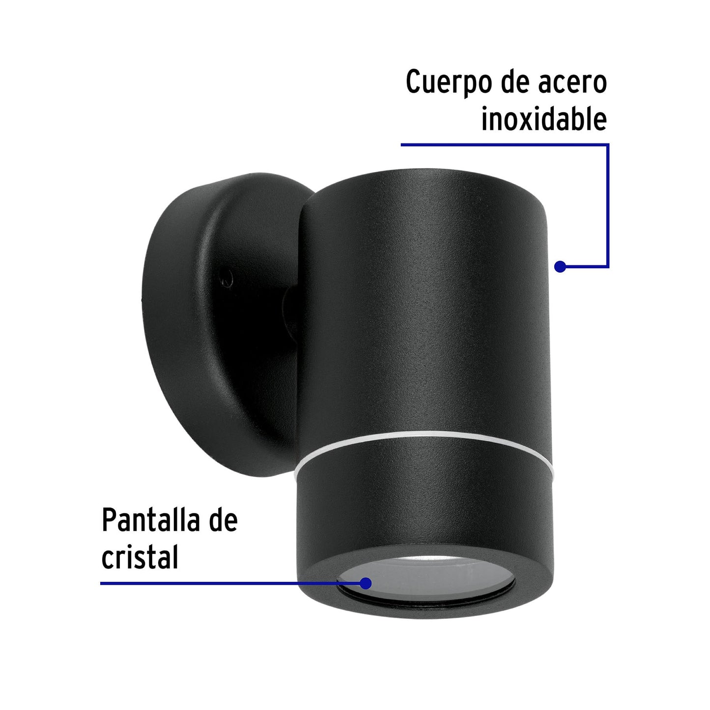Arbotante de acento 1 spot negro, lámpara no incluida | ARB-203S | 48143