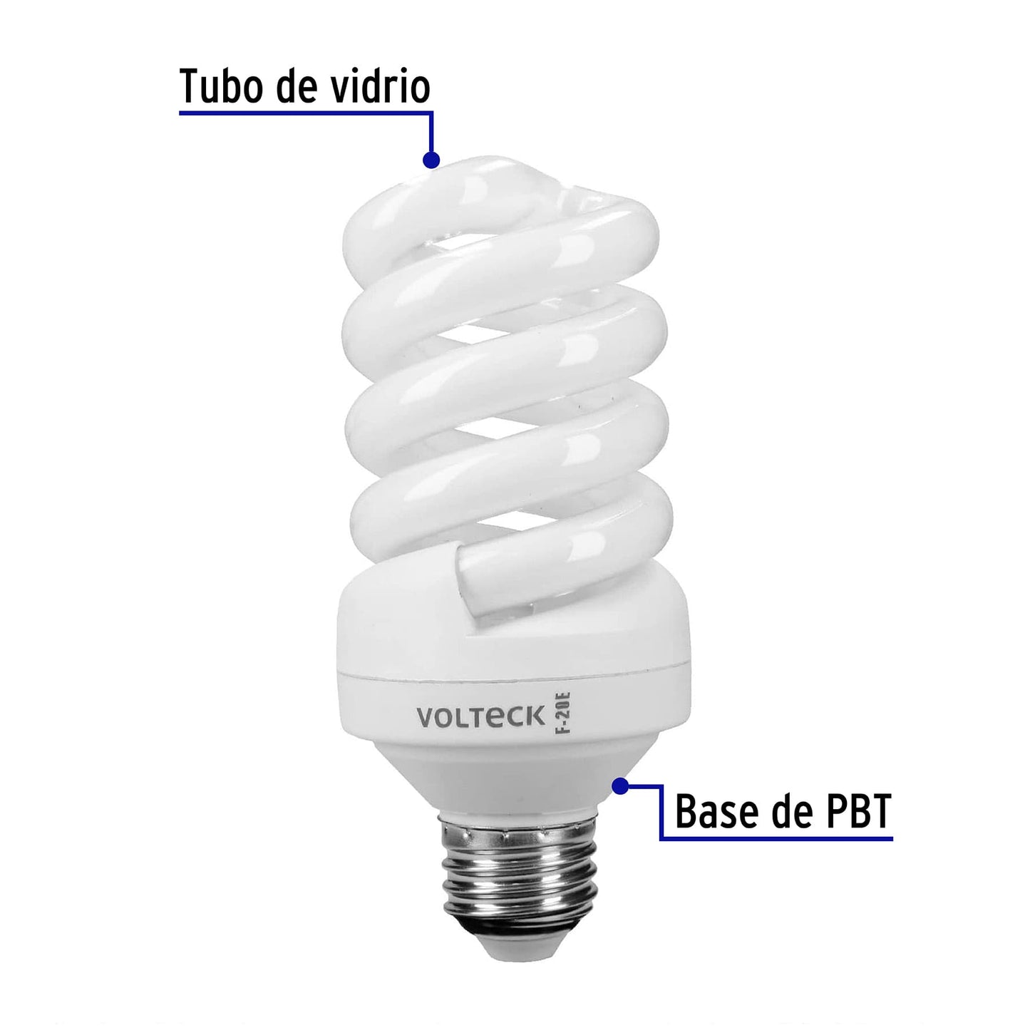 Lámpara espiral T4 20 W luz de día en blíster, Volteck | F-20E | 48213