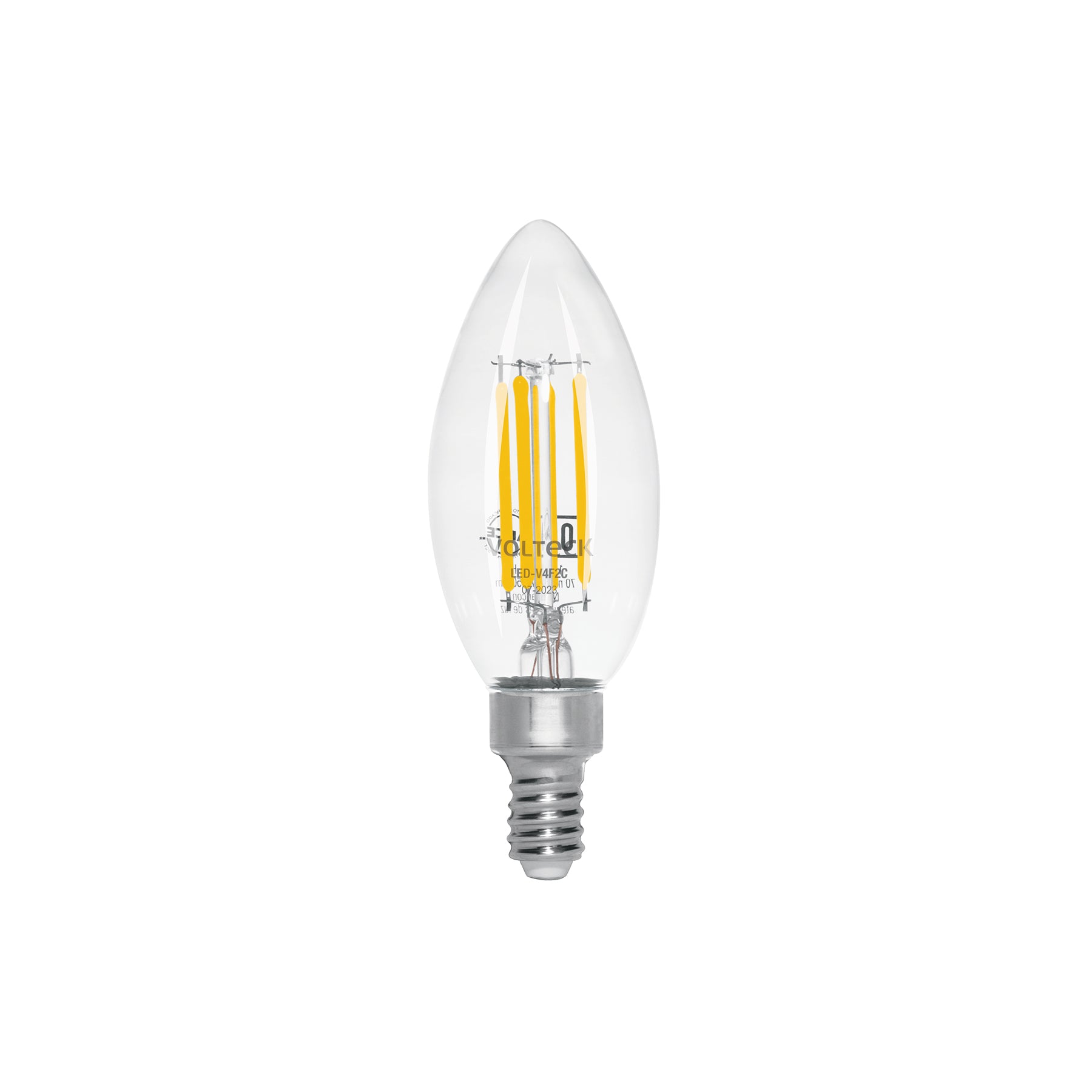 Lámpara LED tipo vela 4 W con filamento base E12 luz cálida | LED-V4F2C | 48253