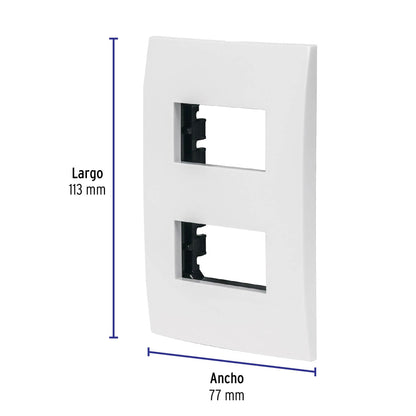 Placa 2 módulos de ABS, línea Oslo, color blanco, Volteck | PPDO-OB | 48304