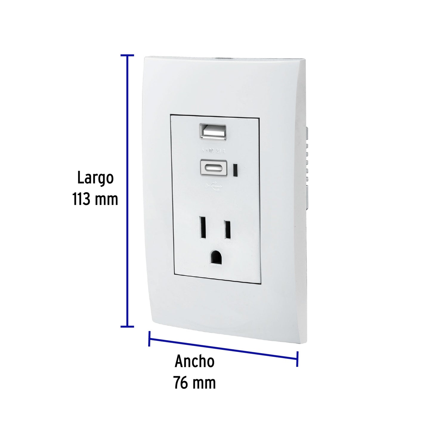 Contacto 2polos + tierra con 2 puertos USB, Oslo, blanco | COUSB-OB | 48313