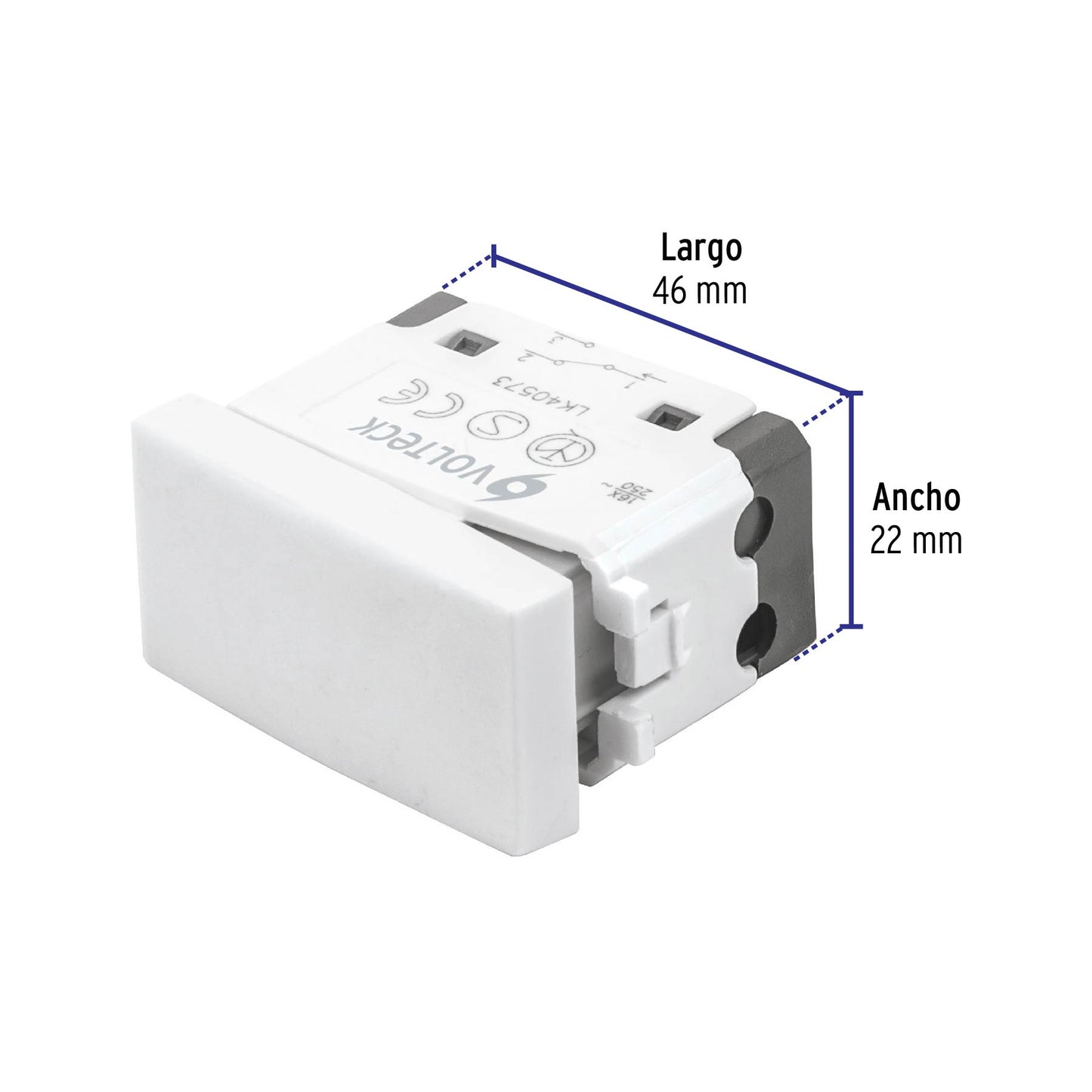 Interruptor de 3 vías, línea Oslo, color blanco, Volteck | APSE-EOB | 48321