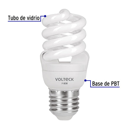 Pack de 4 lámparas espiral mini T2 9 W luz de día, en caja | F-9EMX4 | 48508
